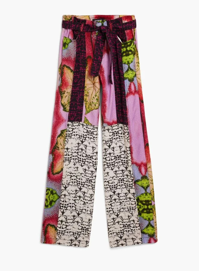 Desigual Red Fluid Patch Trousers for Women | Best Price UAE